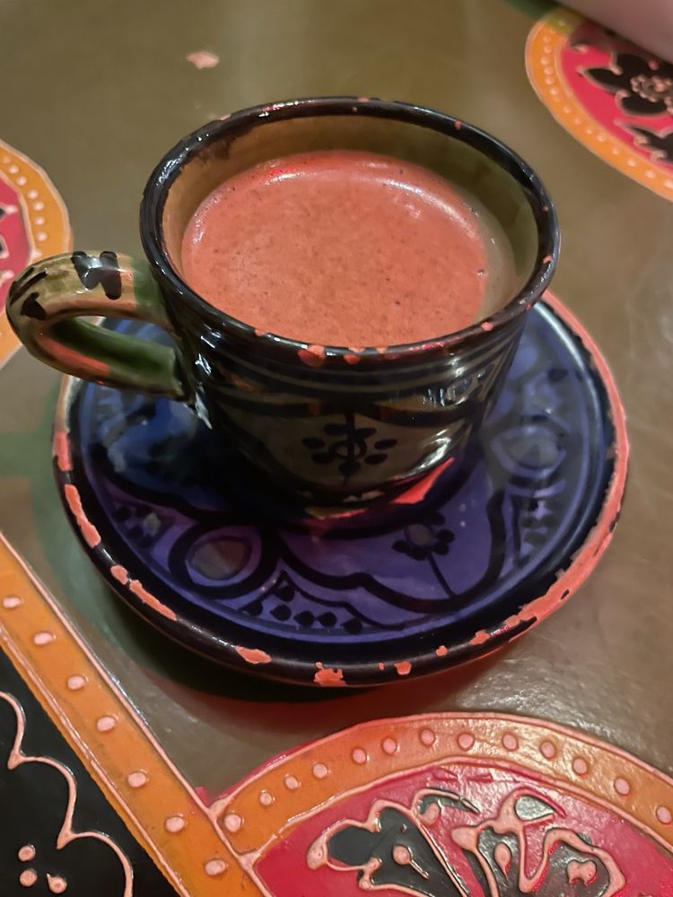 Mayan drinking chocolate in handcrafted ceramic cup